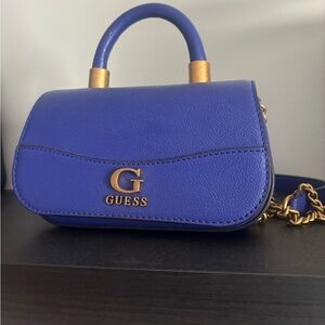 Guess Royal Blue Mini Top-Handle Bag with Gold Hardware